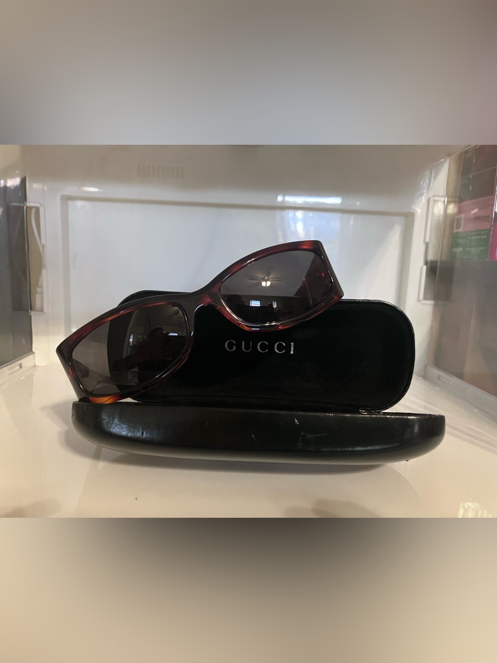 Gucci Women's Sunglasses - Tortoiseshell Brown Frame with Dark Lenses